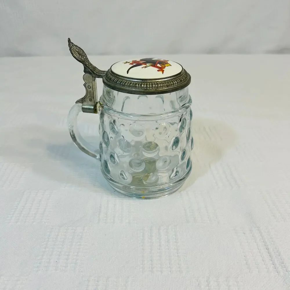 Anheuser Busch Clear Hob Nail Beer Stein w Pewter Lid BMF Bierseidel W Germany